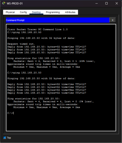  Erfolgreicher Ping Test (Nach ARP-Request) 