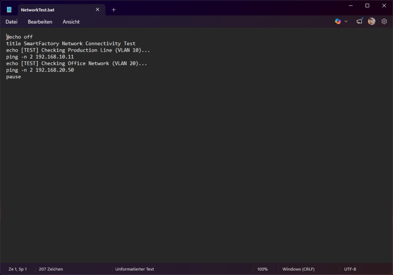  Batch Skript für Netzwerktest 